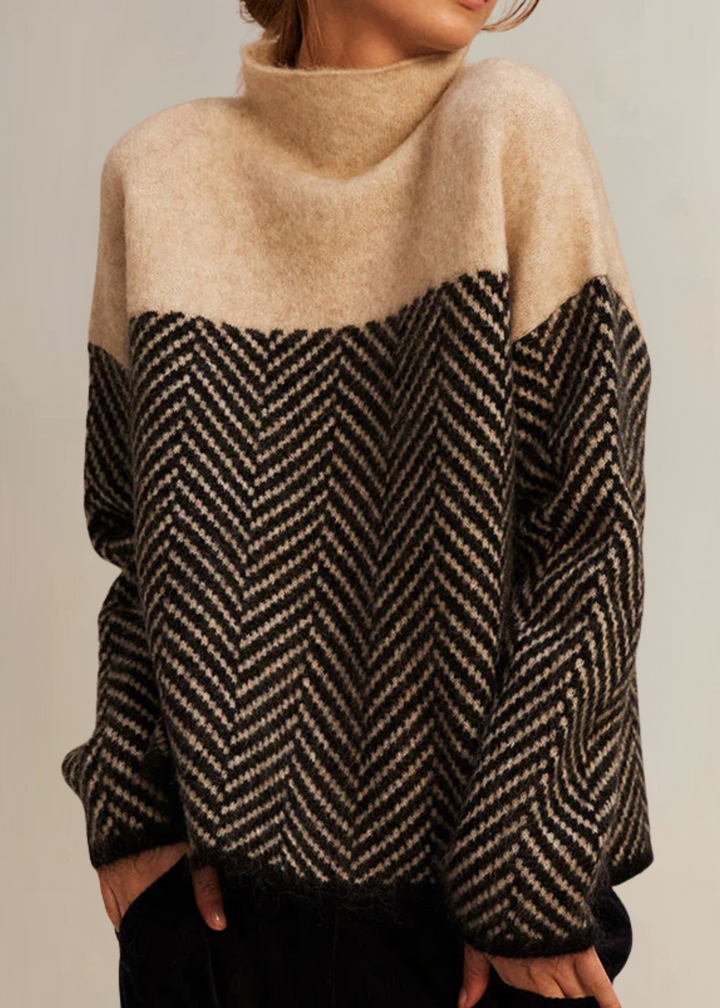 Celeste | Zigzag Knit Turtleneck Sweater