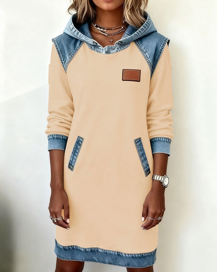 Marianne | Hooded Dress with Denim Accents
