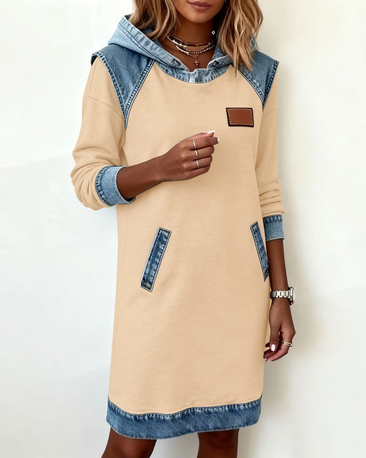 Marianne | Hooded Dress with Denim Accents