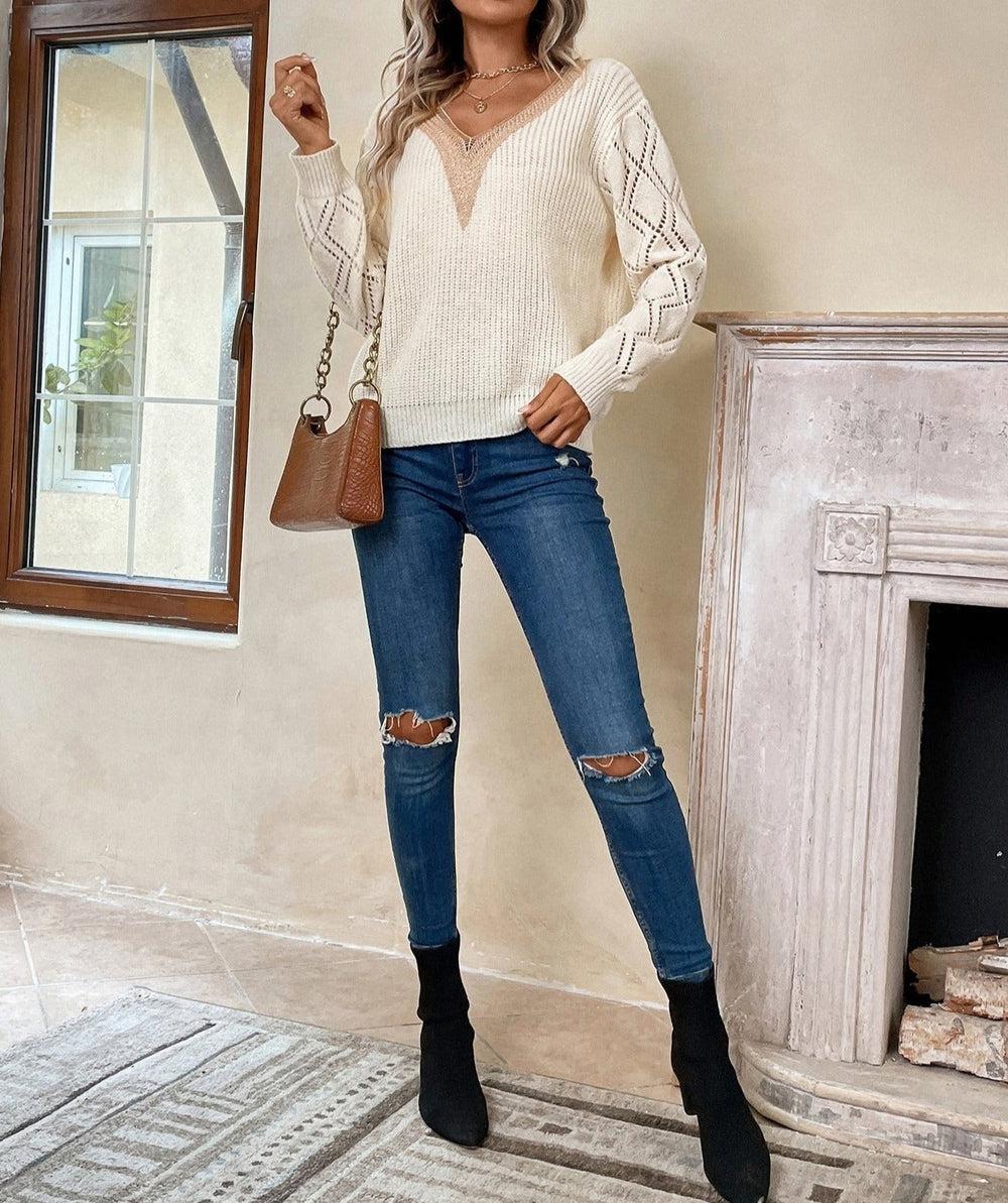 Elise | Two-Tone Knit Sweater