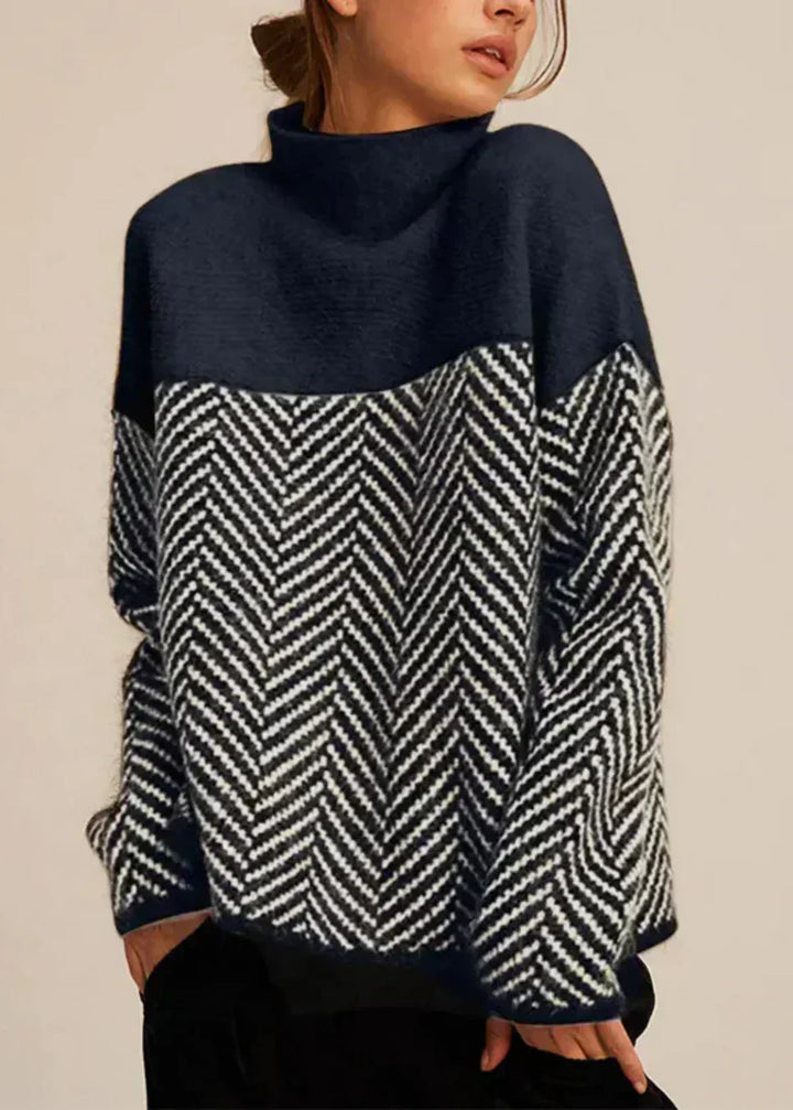 Celeste | Zigzag Knit Turtleneck Sweater