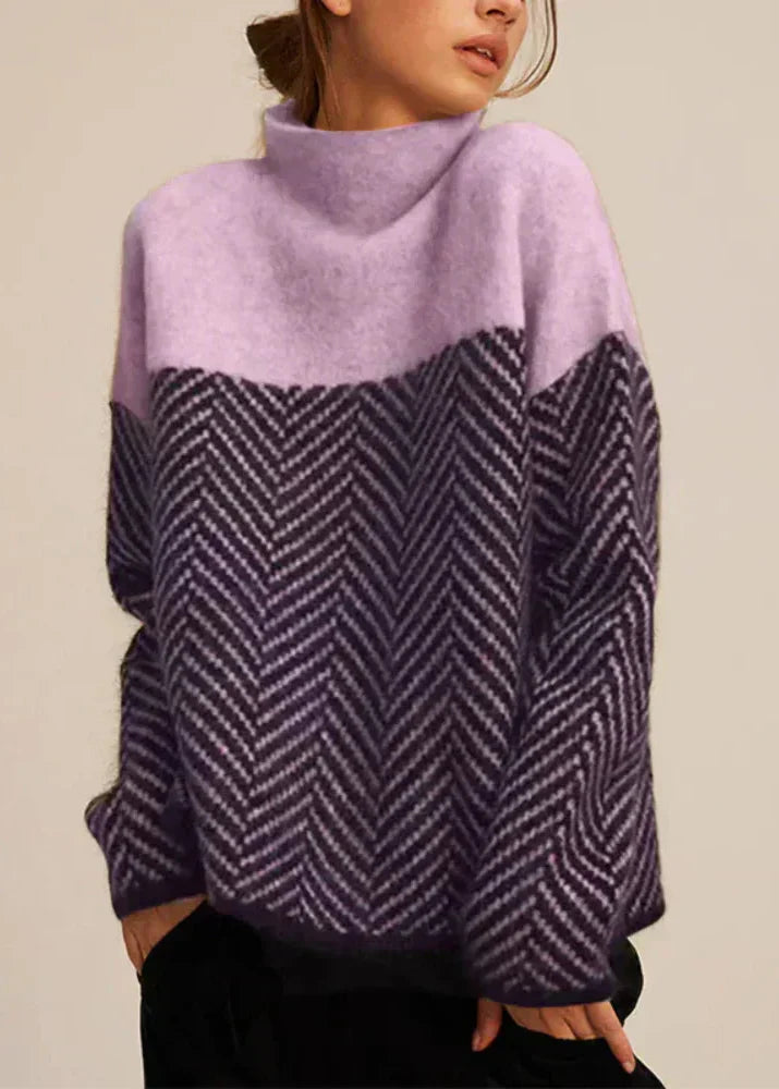 Celeste | Zigzag Knit Turtleneck Sweater