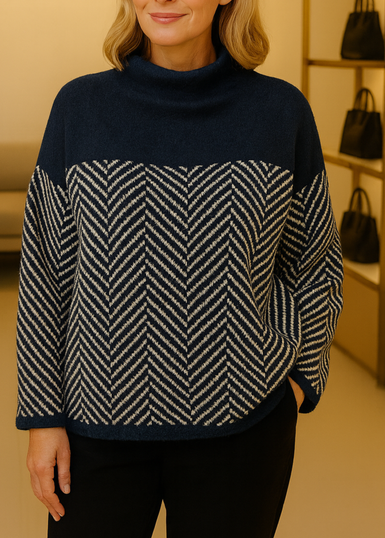 Celeste | Zigzag Knit Turtleneck Sweater
