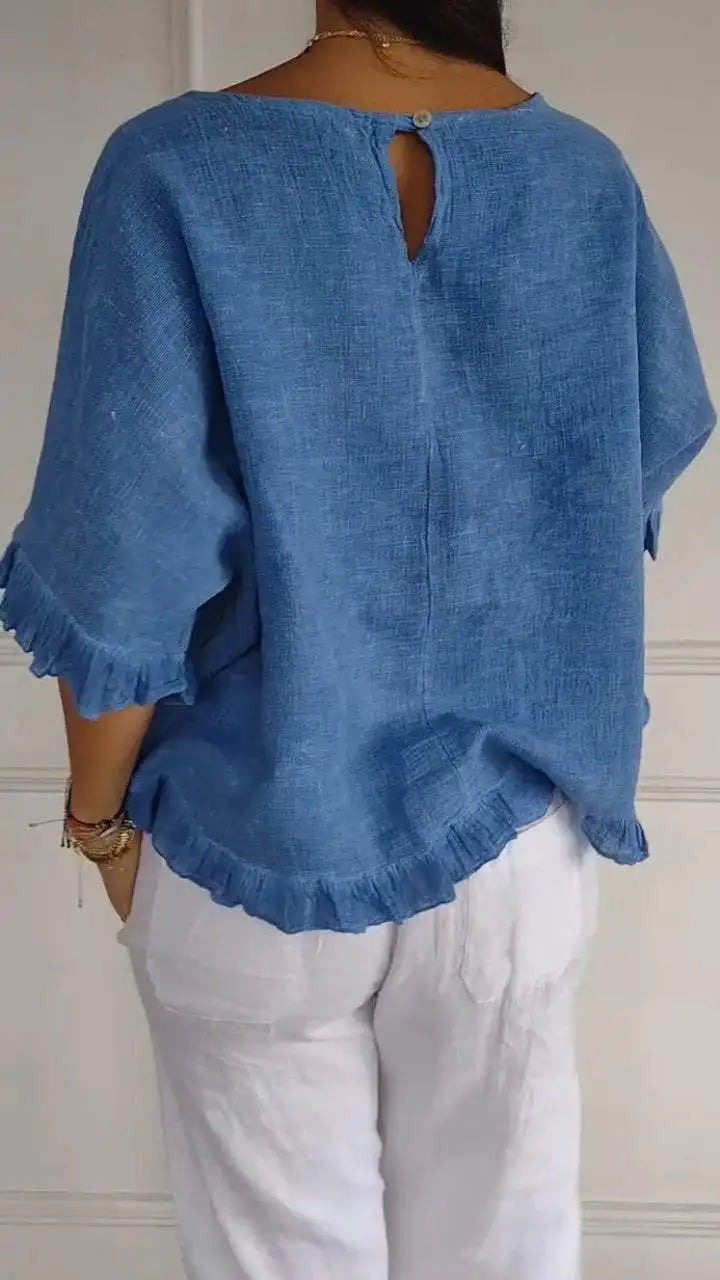 Celeste | Lightweight Blouse with Soft Ruffle Details